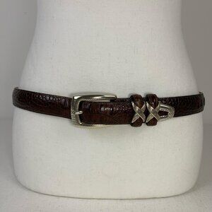 Brighton Brown Leather Belt with Silver Buckle - Size 32, Stylish & Durable!